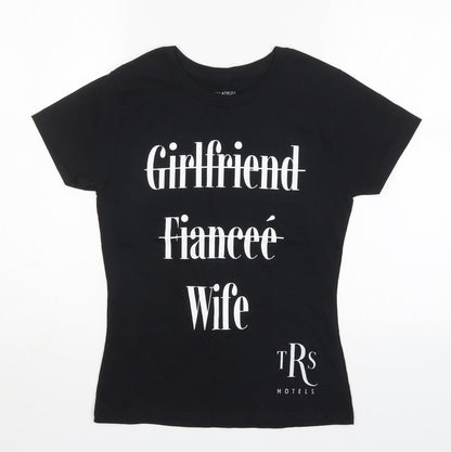 Womens UK Size M Preworn Black Basic T-Shirt