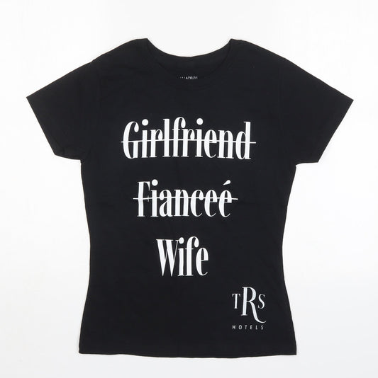 Womens UK Size M Preworn Black Basic T-Shirt