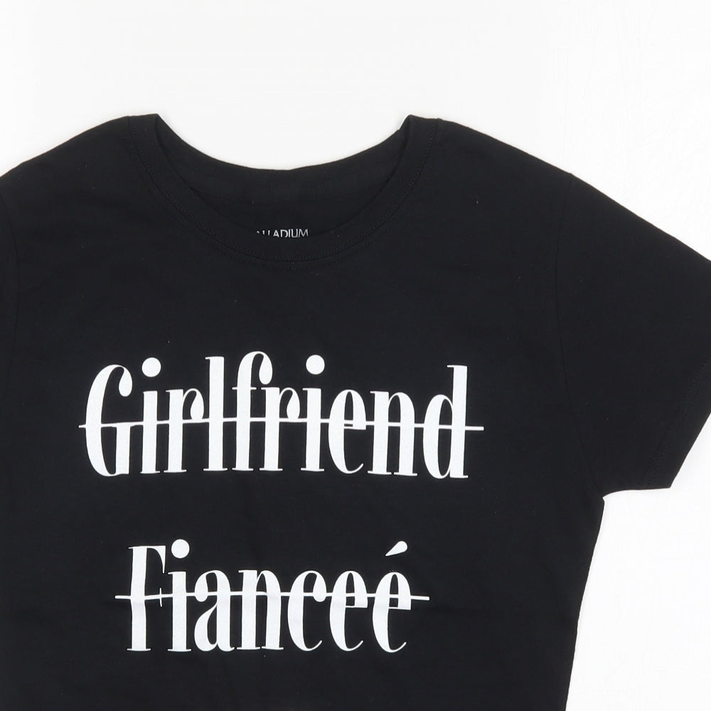 Womens UK Size M Preworn Black Basic T-Shirt