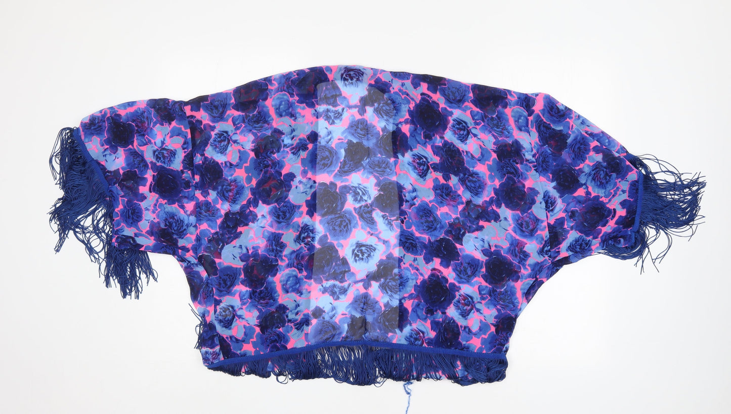 Boohoo Womens Multicoloured Floral Polyester Wrap Blouse Size L V-Neck