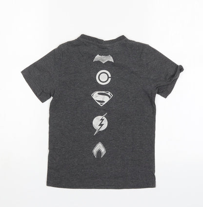 F&F Boys Grey  Cotton Basic T-Shirt Size 6-7 Years Round Neck  - Justice League