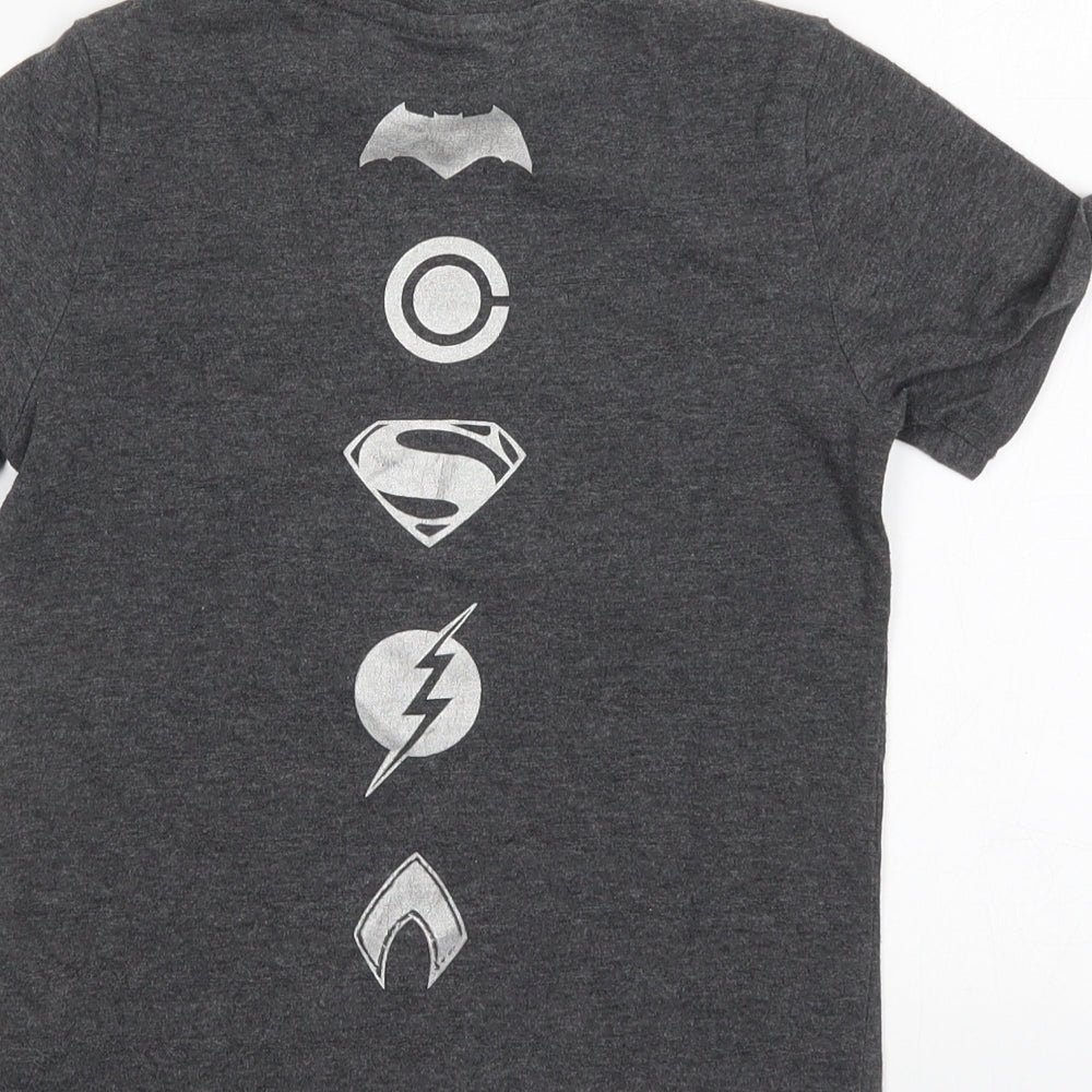 F&F Boys Grey  Cotton Basic T-Shirt Size 6-7 Years Round Neck  - Justice League