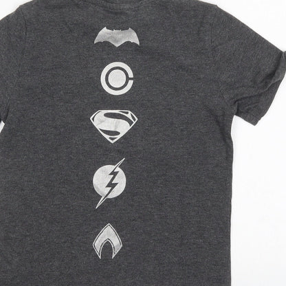 F&F Boys Grey  Cotton Basic T-Shirt Size 6-7 Years Round Neck  - Justice League