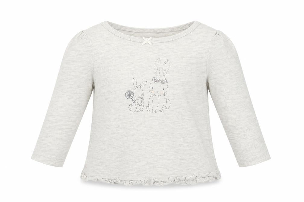 Front view of George girls’ grey cotton basic t-shirt, size 6-9, months round neck