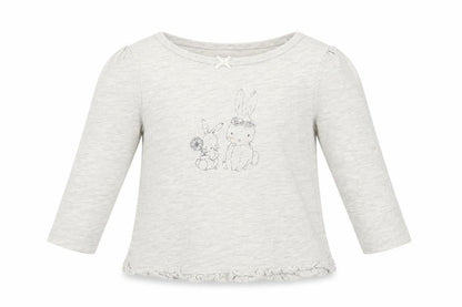 Front view of George girls’ grey cotton basic t-shirt, size 6-9, months round neck