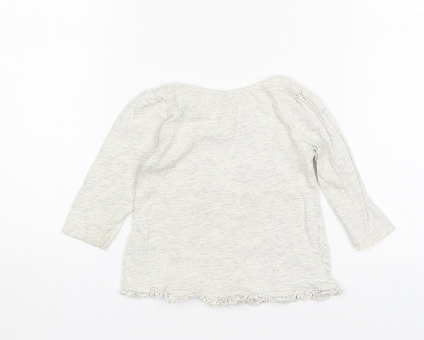 George Girls Grey  Cotton Basic T-Shirt Size 6-9 Months Round Neck