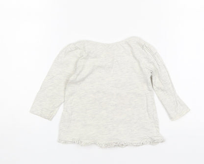 George Girls Grey  Cotton Basic T-Shirt Size 6-9 Months Round Neck