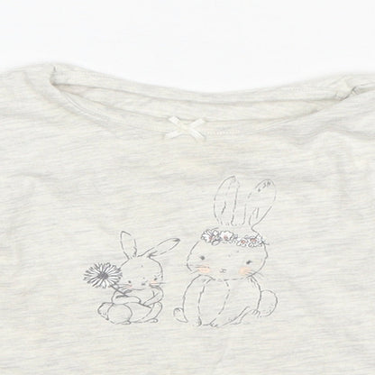 George Girls Grey  Cotton Basic T-Shirt Size 6-9 Months Round Neck