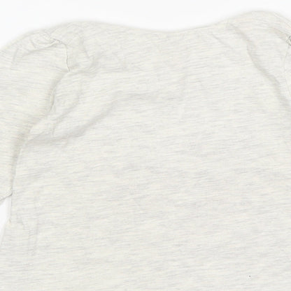 George Girls Grey  Cotton Basic T-Shirt Size 6-9 Months Round Neck