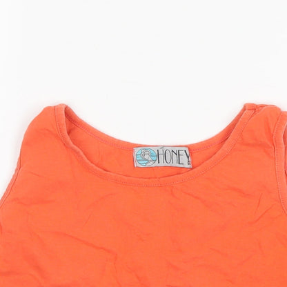 Womens UK Size S HONEY Orange Cropped Tank
