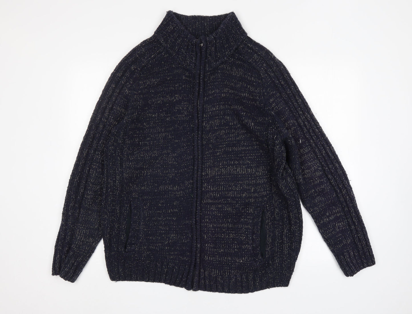 Stone Bay Mens Multicoloured Mock Neck  Acrylic Full Zip Jumper Size L