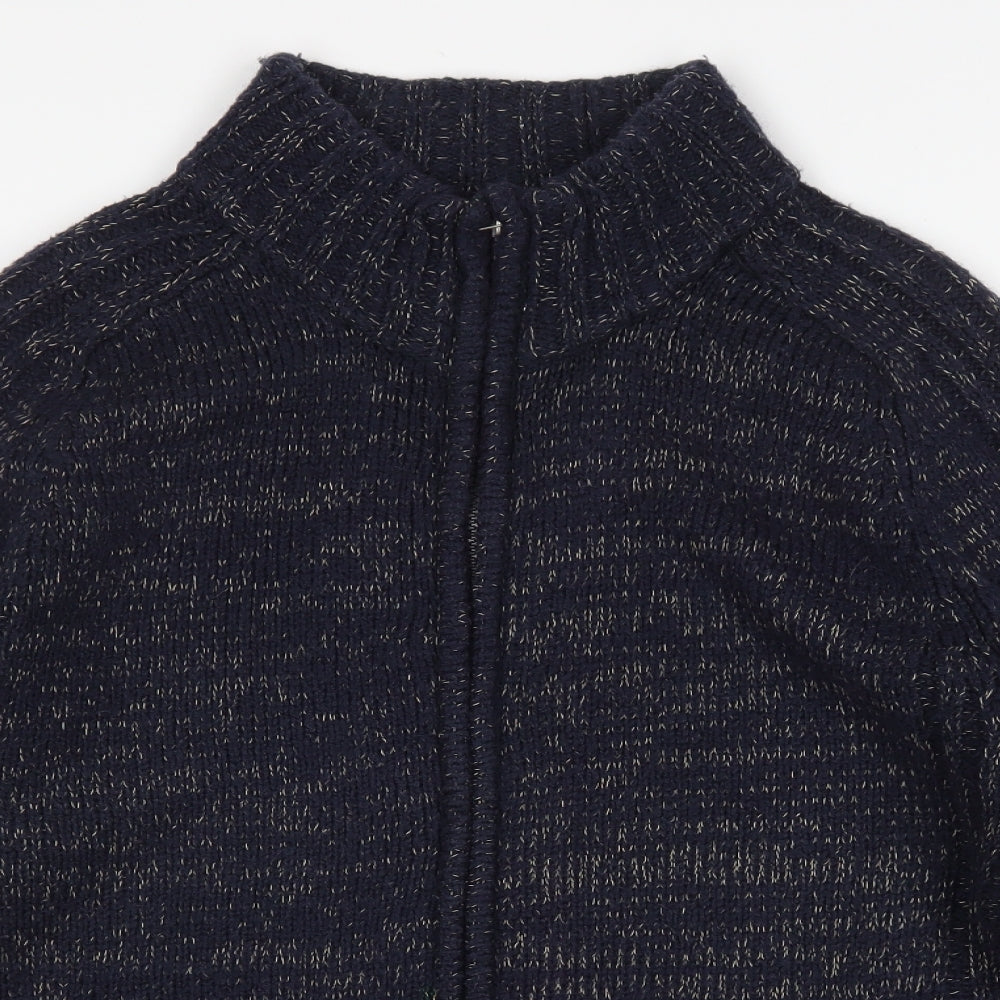 Stone Bay Mens Multicoloured Mock Neck  Acrylic Full Zip Jumper Size L