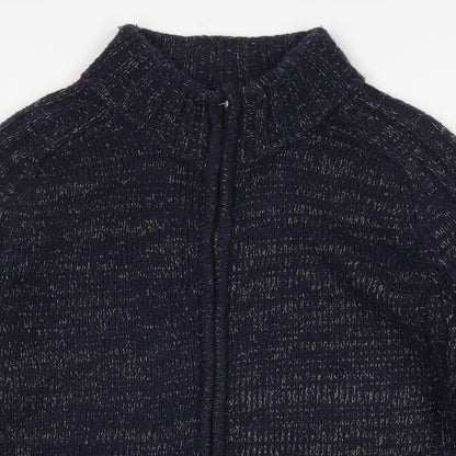 Stone Bay Mens Multicoloured Mock Neck  Acrylic Full Zip Jumper Size L