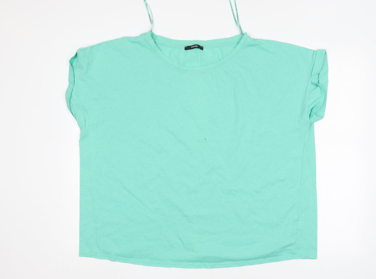 George Womens Green  Cotton Basic T-Shirt Size 24 Round Neck