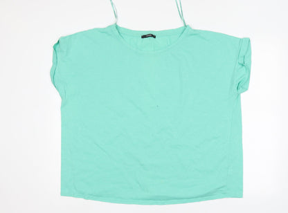 George Womens Green  Cotton Basic T-Shirt Size 24 Round Neck