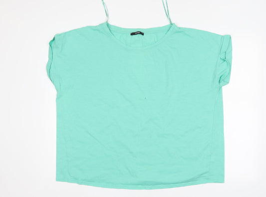George Womens Green  Cotton Basic T-Shirt Size 24 Round Neck