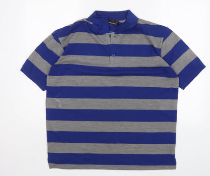 Pure Basix Mens Multicoloured Striped Cotton  Polo Size XL Collared