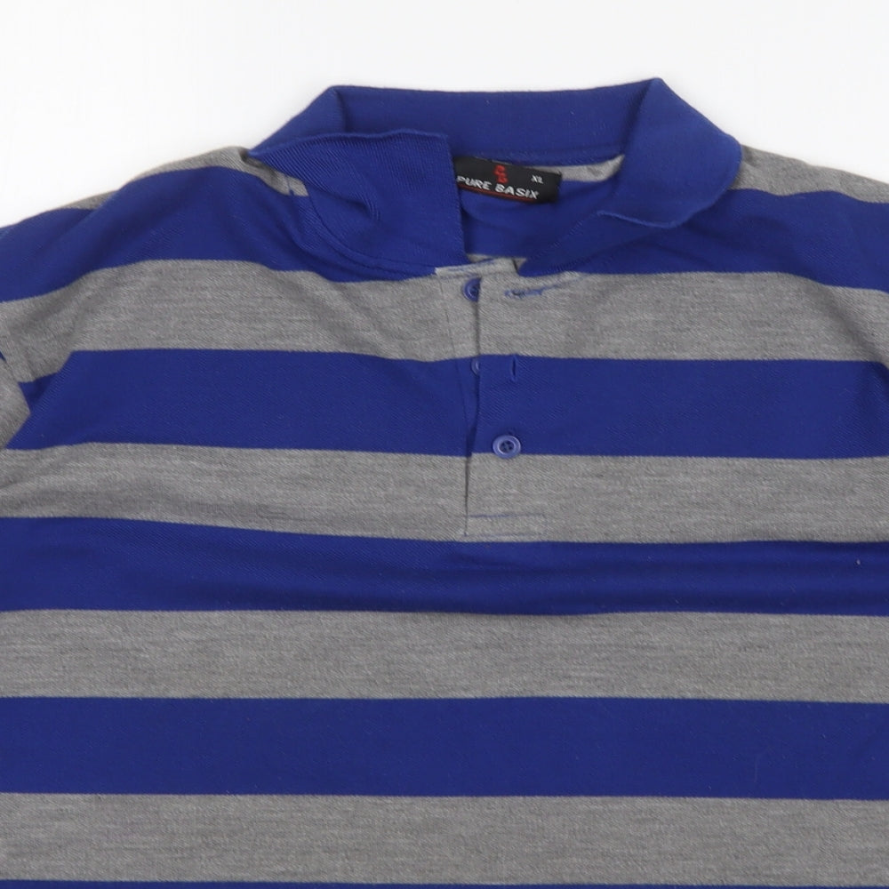 Pure Basix Mens Multicoloured Striped Cotton  Polo Size XL Collared