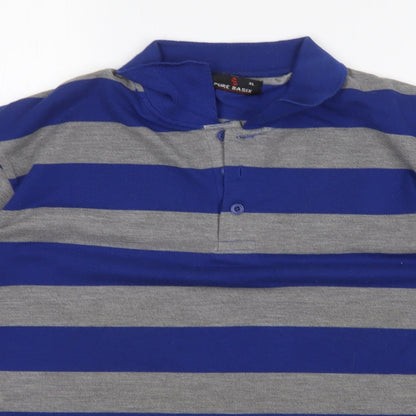 Pure Basix Mens Multicoloured Striped Cotton  Polo Size XL Collared