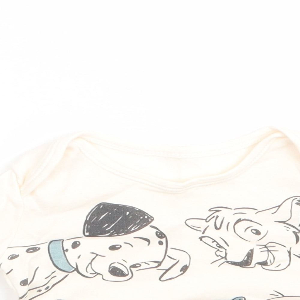 Disney Baby at George Boys Ivory Animal Print Cotton Jersey Casual Size 0-3 Months Round Neck Pullover - Dumbo Simba Bambi Dalmation