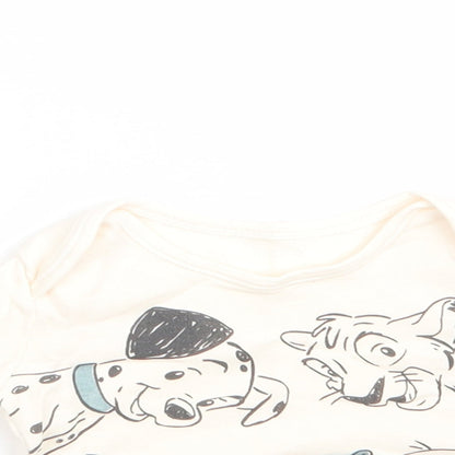 Disney Baby at George Boys Ivory Animal Print Cotton Jersey Casual Size 0-3 Months Round Neck Pullover - Dumbo Simba Bambi Dalmation