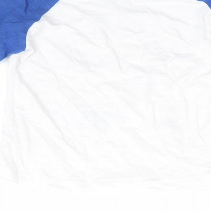 Matalan Boys White Colourblock Cotton  Pyjama Top Size 12-18 Months  Pullover - Blue Sleeves Favourite things to do with Daddy... Play football