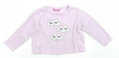Selena Girl Girls Purple Solid Polyester Top Pyjama Top Size 9-10 Years  Pullover - Lilac Clouds & Stars