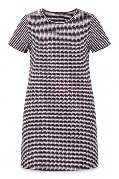 New Look Womens Multicoloured Geometric Polyester A-Line  Size 10  Round Neck Pullover - Black Blue White Burgandy Block pattern
