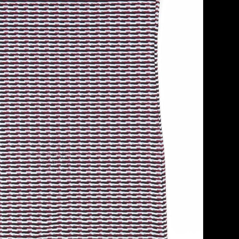 New Look Womens Multicoloured Geometric Polyester A-Line  Size 10  Round Neck Pullover - Black Blue White Burgandy Block pattern
