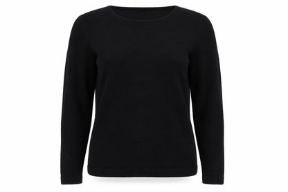 Front view of George Essentials women’s black round neck acrylic jumper, size UK 16, - cuff & hem banding