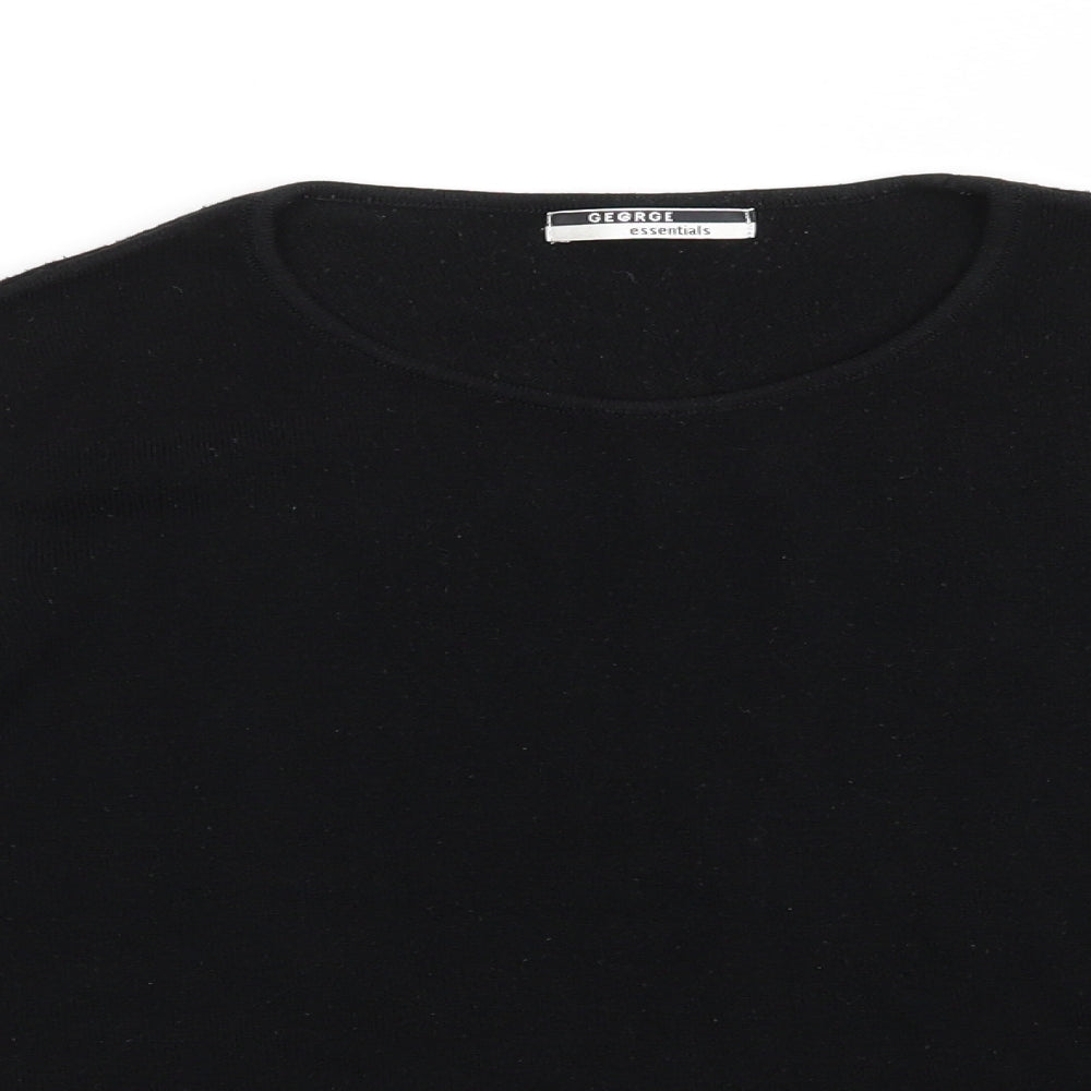 George Essentials Womens Black Round Neck  Acrylic Pullover Jumper Size 16   - Cuff & hem banding