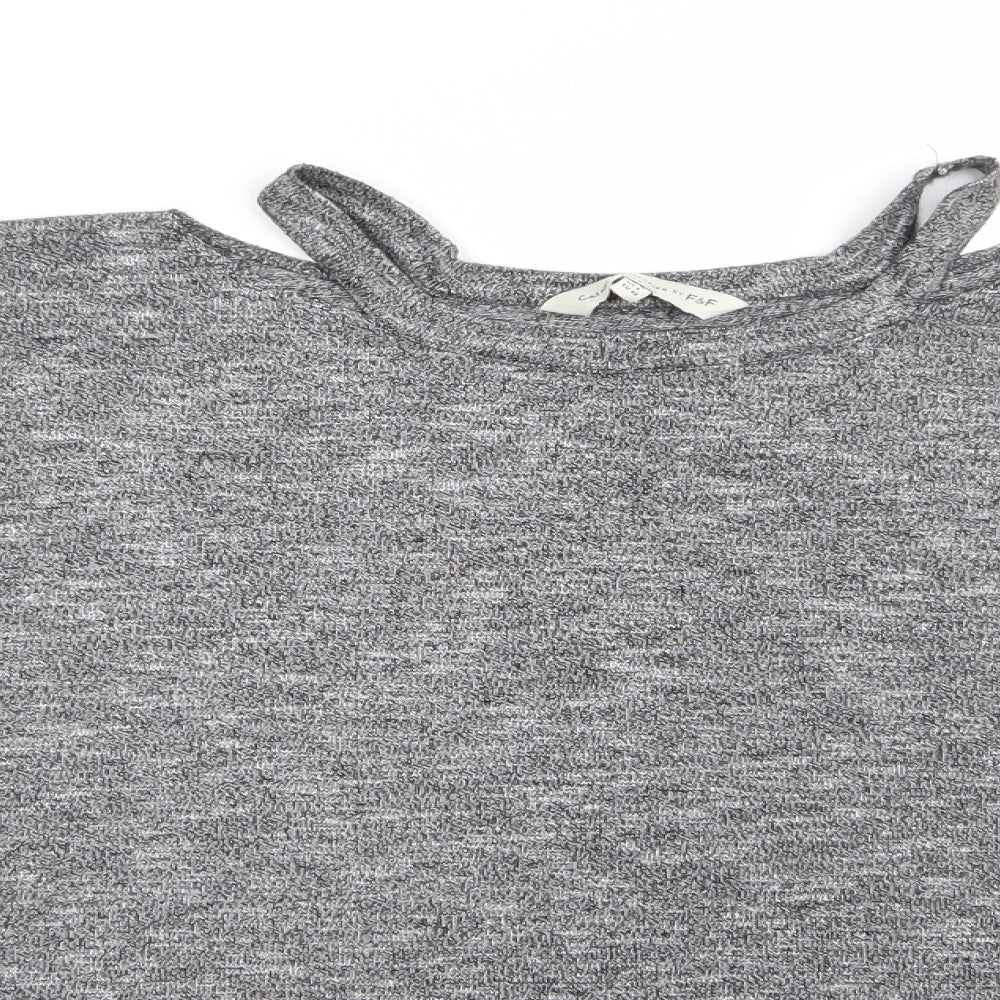 Casual Collection by F&F Womens Black Round Neck  Viscose Pullover Jumper Size 12   - Choker style neck Black white mix