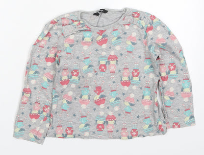 George Girls Grey  Cotton Basic T-Shirt Size 4-5 Years Round Neck Pullover - Girl Winter Fashion Friends