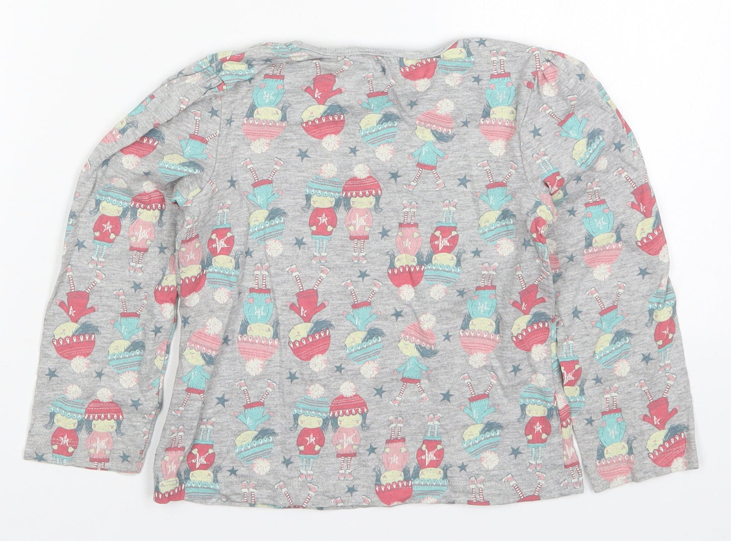 George Girls Grey  Cotton Basic T-Shirt Size 4-5 Years Round Neck Pullover - Girl Winter Fashion Friends