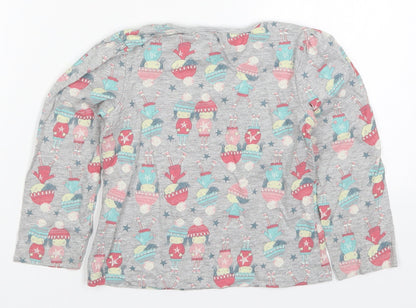 George Girls Grey  Cotton Basic T-Shirt Size 4-5 Years Round Neck Pullover - Girl Winter Fashion Friends