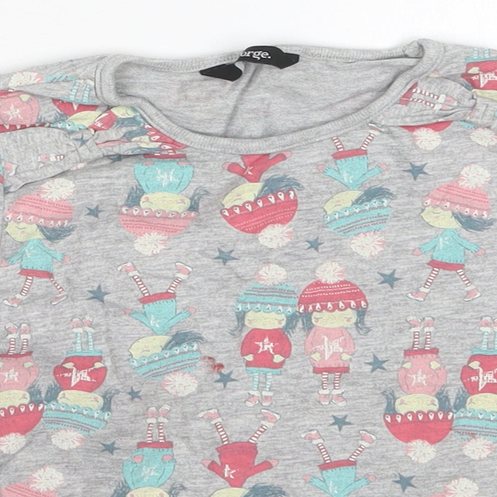 George Girls Grey  Cotton Basic T-Shirt Size 4-5 Years Round Neck Pullover - Girl Winter Fashion Friends