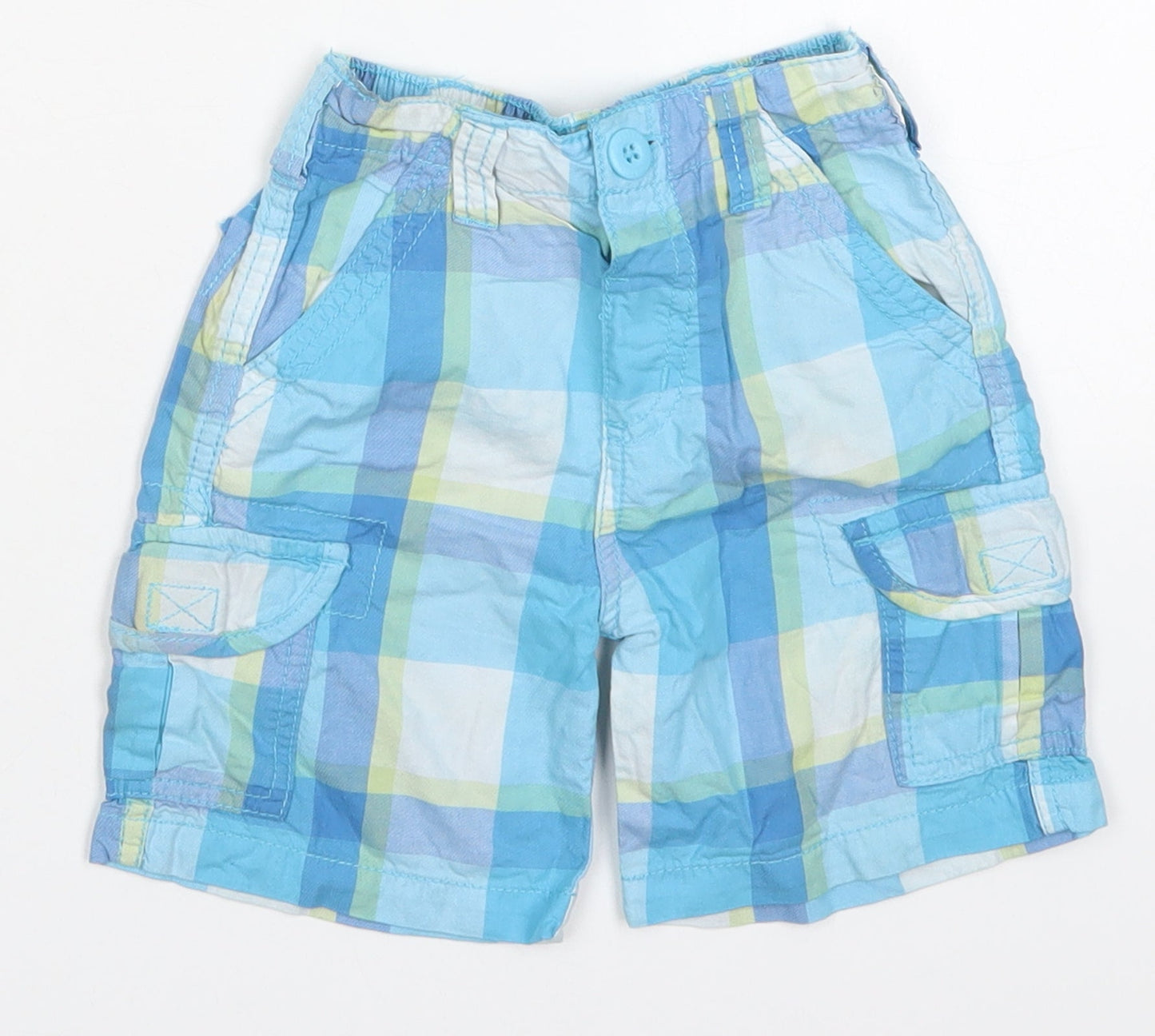 Early Days Boys Blue Check Cotton Cropped Trousers Size 12-18 Months  Button