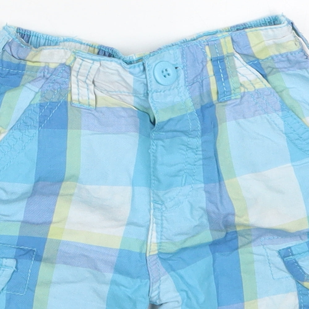 Early Days Boys Blue Check Cotton Cropped Trousers Size 12-18 Months  Button