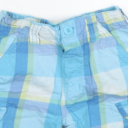 Early Days Boys Blue Check Cotton Cropped Trousers Size 12-18 Months  Button