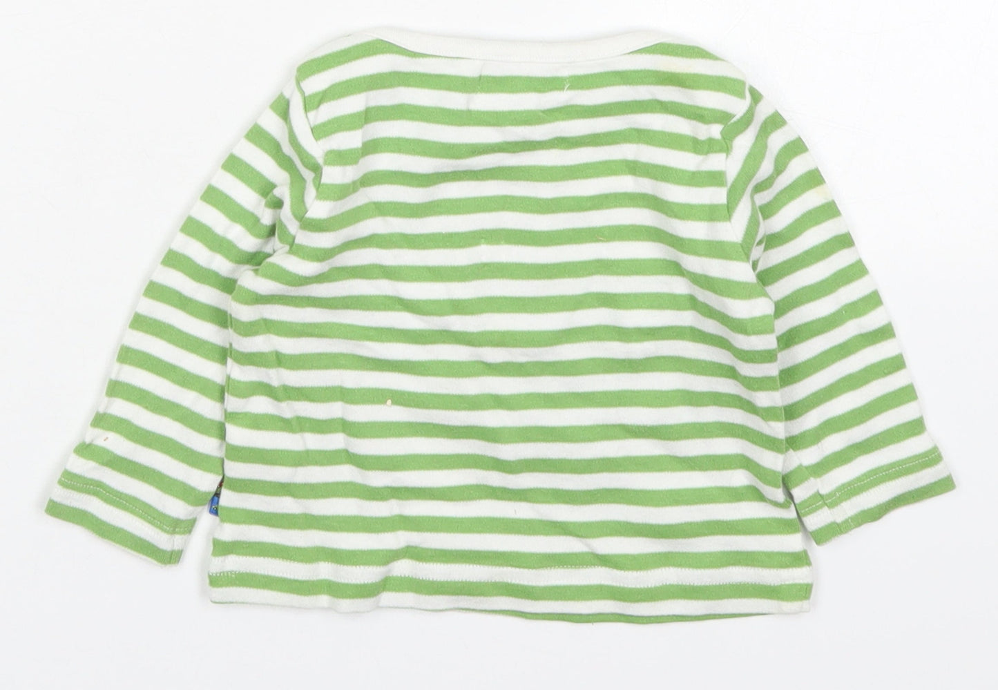 Babaluno Boys Green Striped Cotton Basic T-Shirt Size 6-9 Months Round Neck Pullover - When I Grow Up I Want to Be a Racing Driver