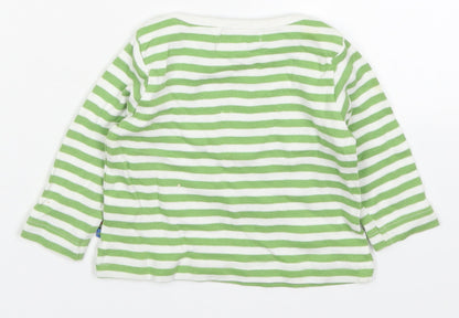 Babaluno Boys Green Striped Cotton Basic T-Shirt Size 6-9 Months Round Neck Pullover - When I Grow Up I Want to Be a Racing Driver