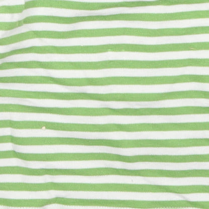 Babaluno Boys Green Striped Cotton Basic T-Shirt Size 6-9 Months Round Neck Pullover - When I Grow Up I Want to Be a Racing Driver