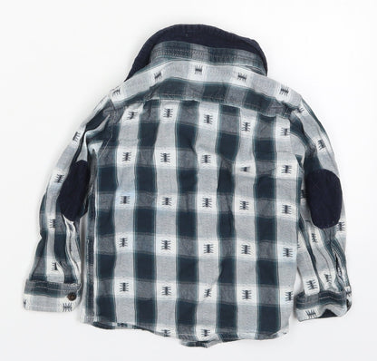Primark Boys Blue Check Cotton Basic Button-Up Size 2-3 Years Collared Button