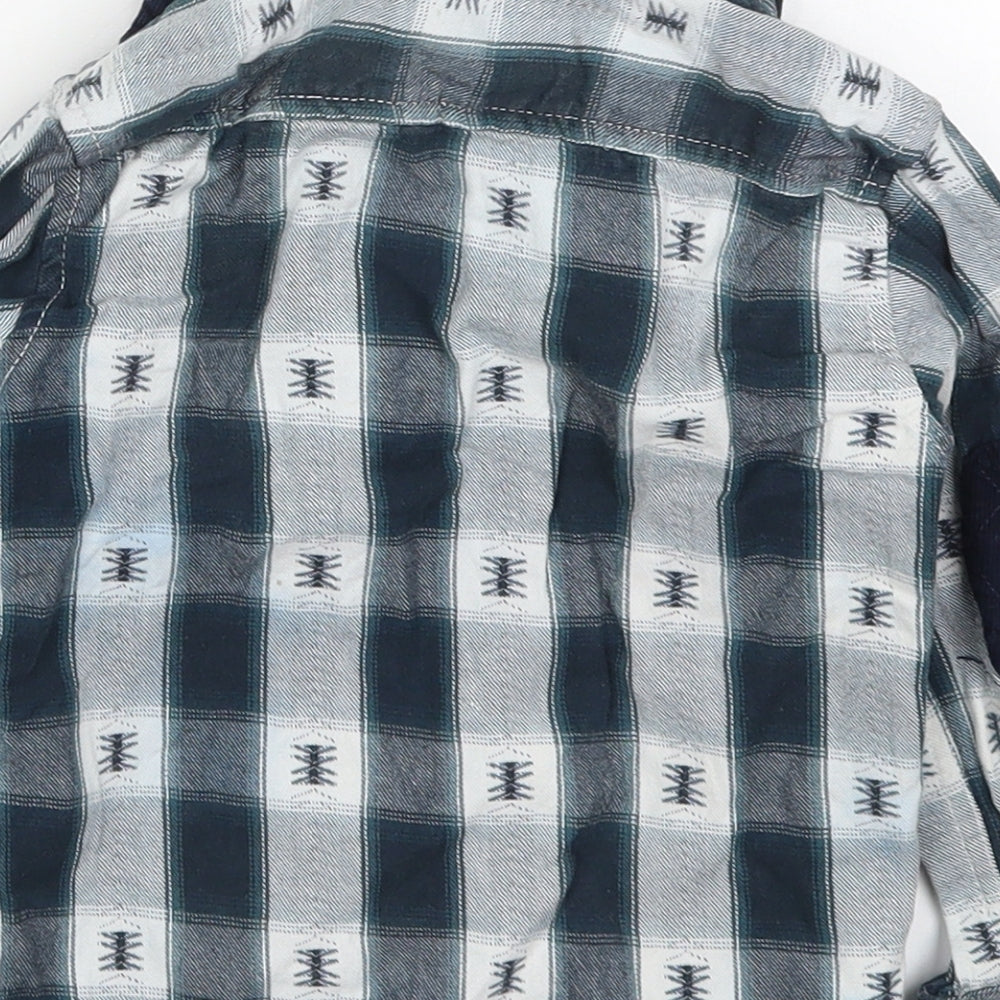 Primark Boys Blue Check Cotton Basic Button-Up Size 2-3 Years Collared Button