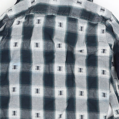 Primark Boys Blue Check Cotton Basic Button-Up Size 2-3 Years Collared Button