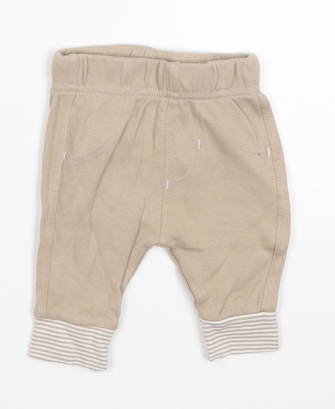 George Baby Beige Striped Cotton Sweatpants Trousers Size Newborn   - Elephant