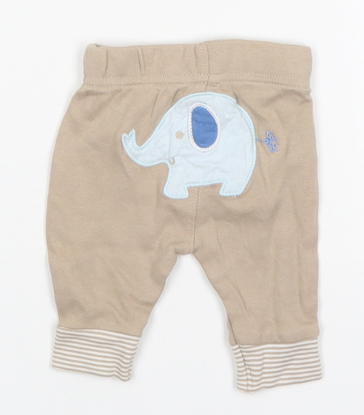 George Baby Beige Striped Cotton Sweatpants Trousers Size Newborn   - Elephant