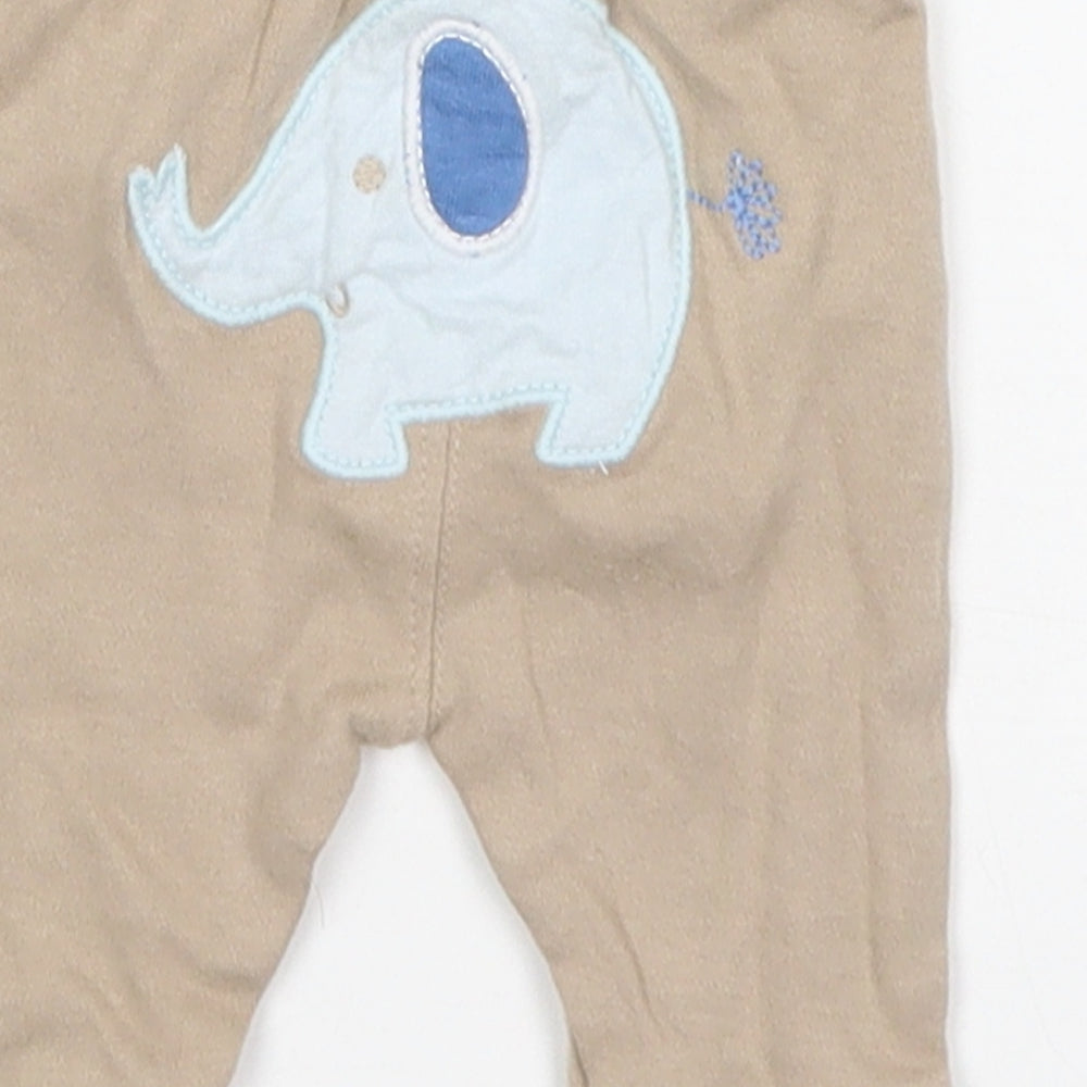 George Baby Beige Striped Cotton Sweatpants Trousers Size Newborn   - Elephant