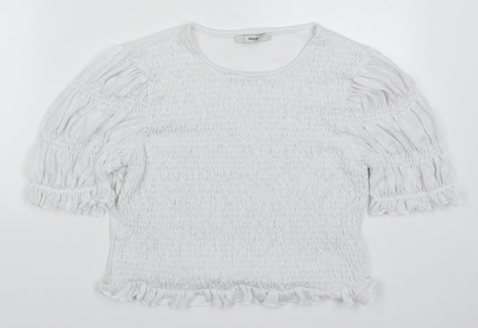 George Womens White  Polyester Basic T-Shirt Size 16 Round Neck - Smocked