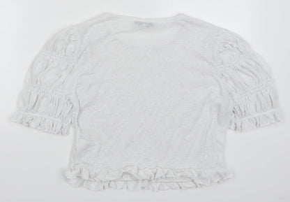 George Womens White  Polyester Basic T-Shirt Size 16 Round Neck - Smocked